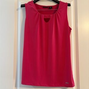 Tahari Women's Pink Sleeveless Keyhole Top